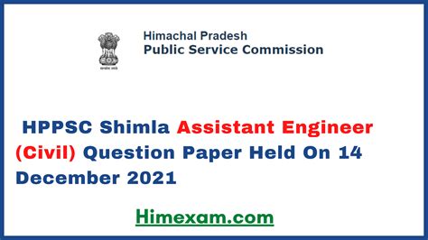 HPPSC Shimla AE Civil Question Paper Held On 14 December 2021