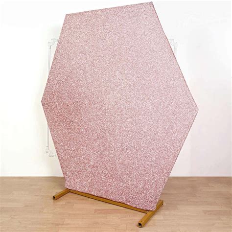 Rose Gold Metallic Shimmer Tinsel Spandex Hexagon Backdrop 2 Sided