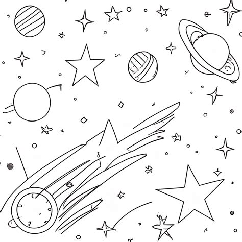 Outer Space Stars Coloring Page · Creative Fabrica