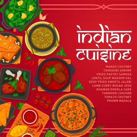 Premium Vector Indian Cuisine Menu Cover Vector India Dishes