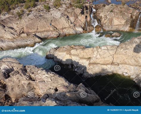 Dhuandhar Waterfall. stock image. Image of rocks, marble - 162820119