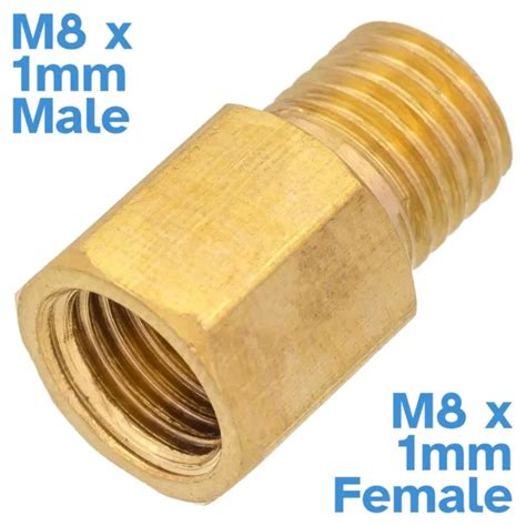 BRASS FEMALE M8 X 1mm To Male M8 X 1mm Pipe Reducer Threaded Adapter