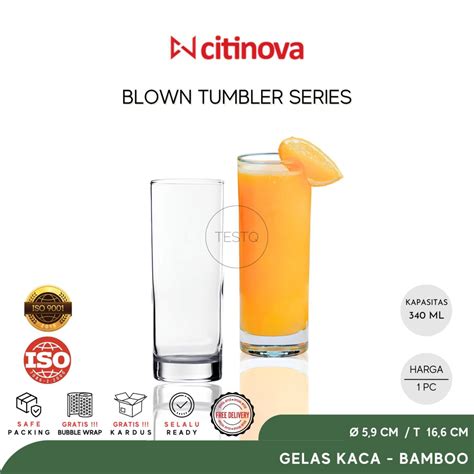 Citinova Highball Glass Blown Tumbler Bamboo 340 Ml Gelas Mug Kaca