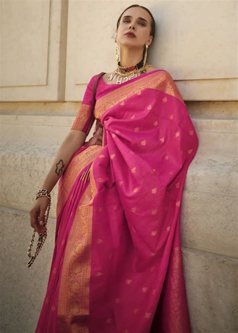 Princess Pink Banarasi Khaddi Silk Saree Urban Womania