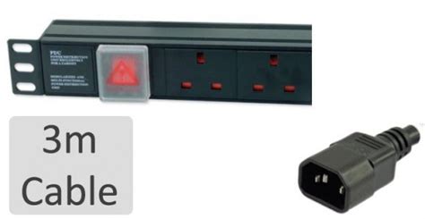 1u 6 Way Horizontal 13a Uk Sockets Switched 19″ Pdu Iec C14 10a Plug