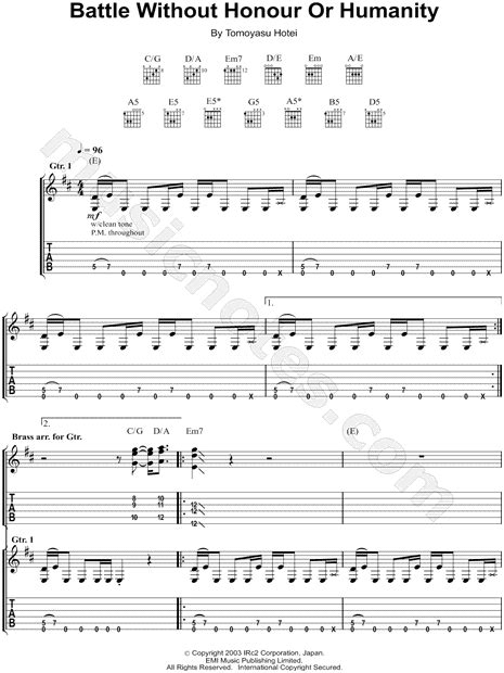 "Battle Without Honour or Humanity" from 'Vol. 1 Kill Bill' Guitar Tab ...