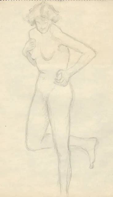 Original Pencil Drawing From A Competent Artist Nude Lady Legs