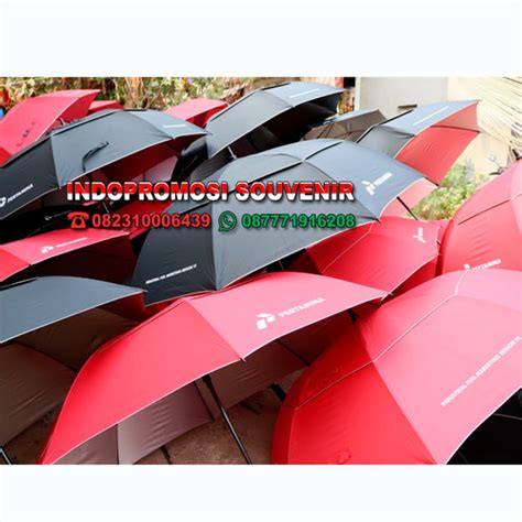 Jual Souvenir Payung Susun Golf Besar Fiber Promosi Custom Hitam