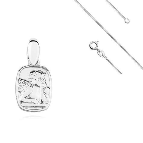 Chaîne et Pendentif Médaille Ange Baptême Argent Massif 925 Achat