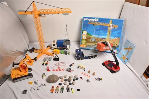 Playmobil Gros Lot Chantier Travaux Public Grue Camion Pelleteuse