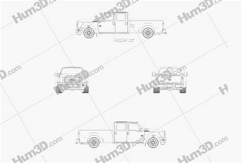 Ford F 450 Crew Cab Xl 2014 Blueprint Hum3d