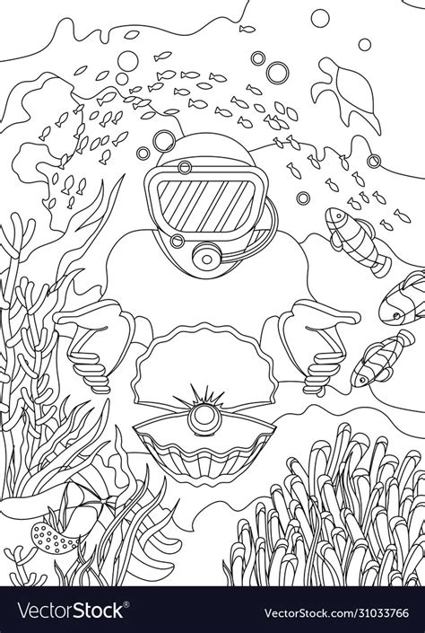 Underwater World Coloring Page Royalty Free Vector Image