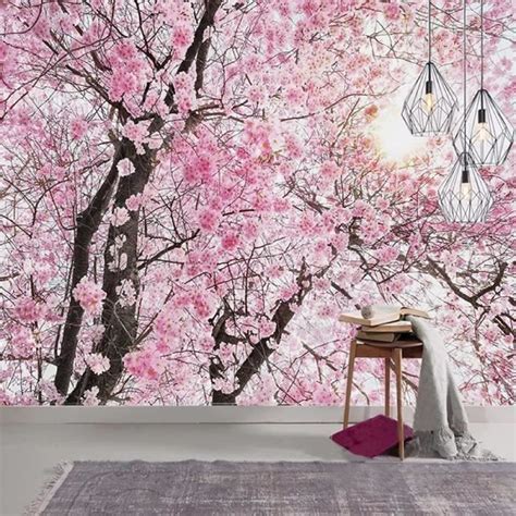 LIWI Papier Peint Mural 3D Beau Paysage De Fleurs De Cerisier Rose