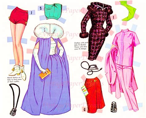 Vintage Paper Doll Printable Pdf Barbie Midge Paper Dolls Uk