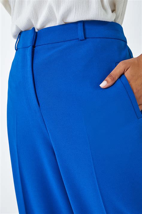 Royal Blue Wide Leg Premium Stretch Trousers Roman Uk