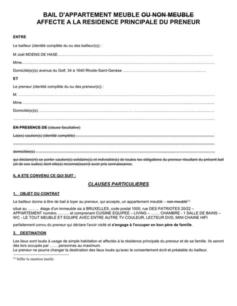 Bail Location Meublé Pdf création bail contrat de location M3 bail