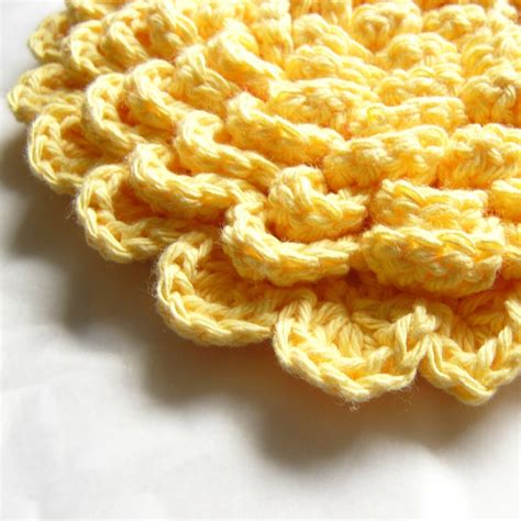 CROCHET PATTERN Pot Holder Hot Pad Flower Blossom Kitchen Tea Coaster Worsted Weight PDF