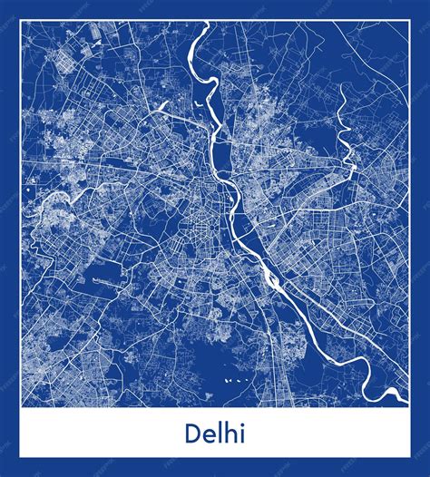 Premium Vector Delhi India Asia City Map Blue Print Vector Illustration