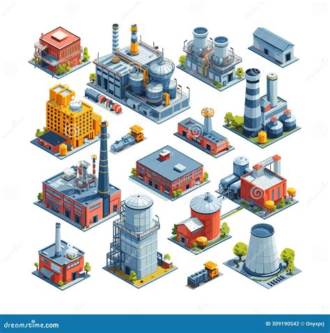 Power Plant And Substations Isometry Bundle Energy Production Heavy