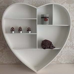 Heart Shaped Shelf Display Unit Shabby Chic Wall Hanging White