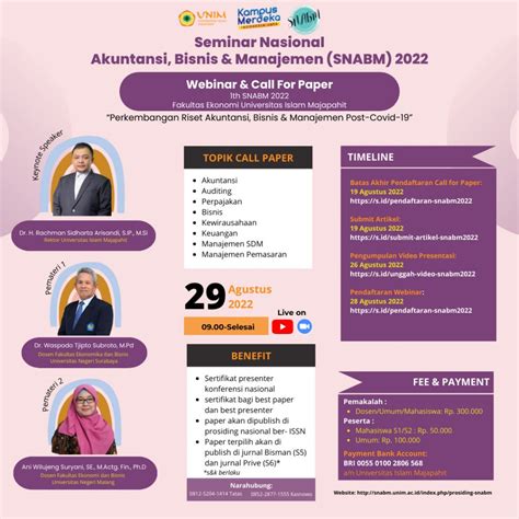 Seminar Nasional Akuntansi Bisnis And Manajemen Snabm 2022