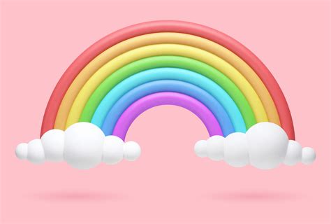 Vector 3d Realistic Illustration Of A 7 Color Rainbow On A Pink