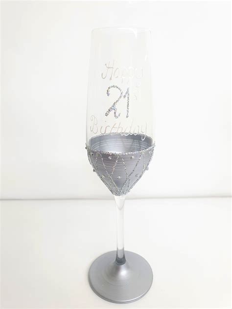 21st Birthday Champagne Glass Silver Getcha Ts