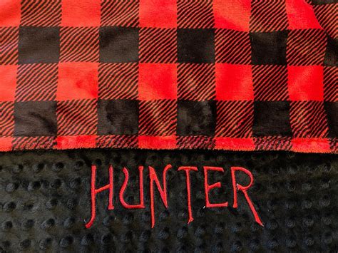 Personalized Minky Baby Blanket Or Lovey Buffalo Plaid Minky Blanket