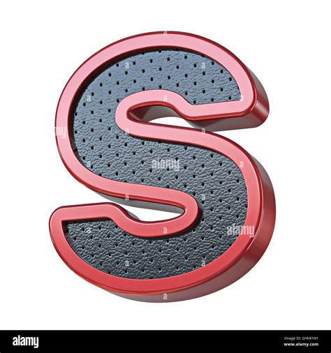 Red Shinny Metal And Black Leather Font Letter S 3D Render Illustration