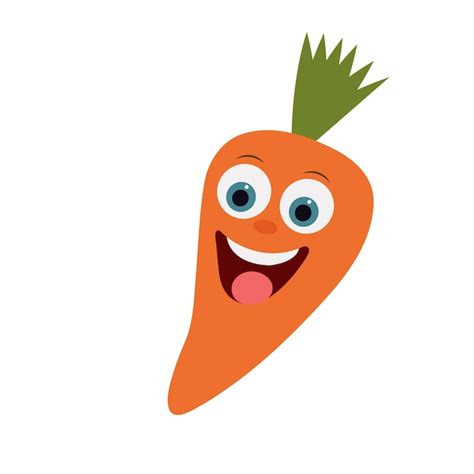 Premium Vector Cartoon Carrot Sticker Happy Face With White Background