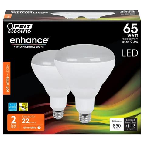 Feit Electric Enhance 65 Watt Eq Br30 Soft White Medium Base E 26 Dimmable Light Bulb 6 Pack