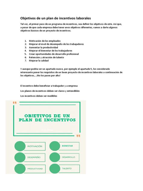 Objetivos De Un Plan De Incentivos Laborales Pdf