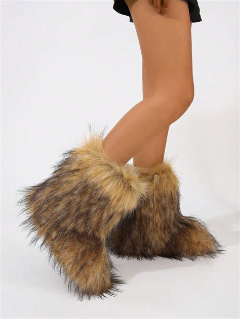 Ladies' Fashionable Long Furry Boots | SHEIN USA