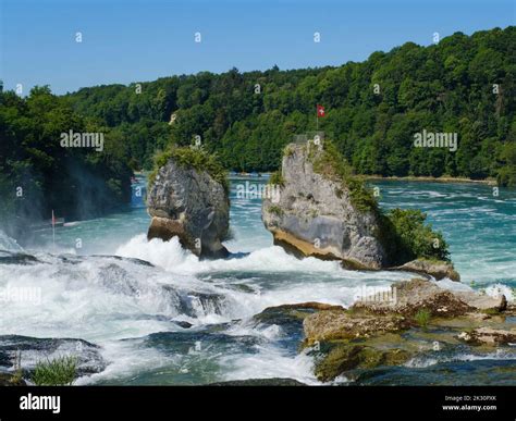 Switzerland Canton Of Schaffhausen Rock Formations On Rhine Falls