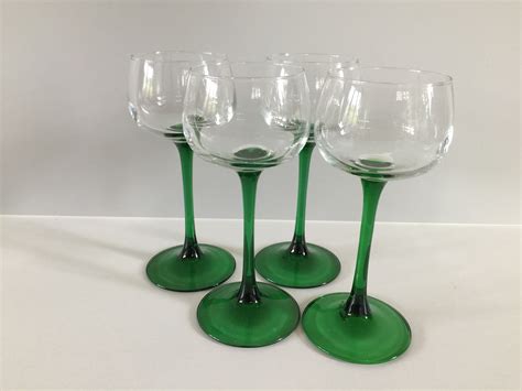 Set Of Or Green Stemmed Wine Glasses White Wine Glasses French