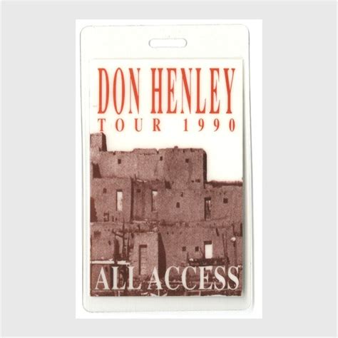 Don Henley Authentic 1990 Concert Tour Laminated Backstage Pass The