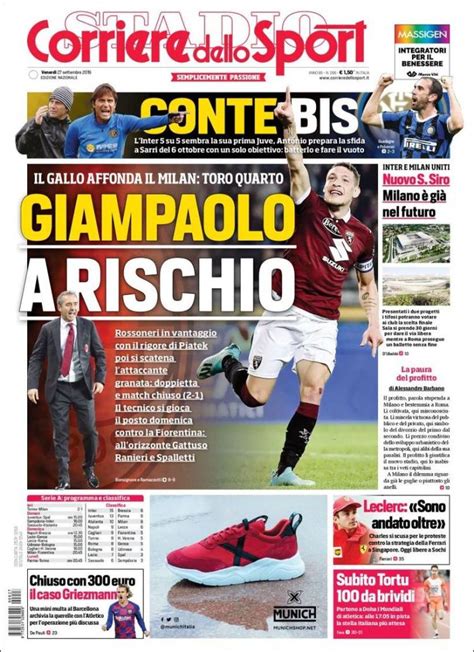 Corriere Dello Sport Italia Viernes 27 De Septiembre De 2019 Infobae