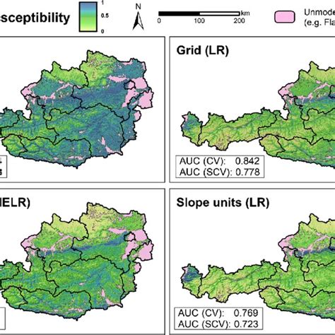 National Scale Landslide Susceptibility Maps The Four Models Were