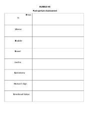 Bubble He Postpartum Assessment Docx Bubble He Post Partum Assessment