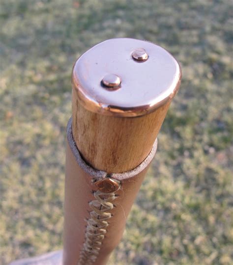 Walking Stick 71 With Polished Copper Top And Leather Grip