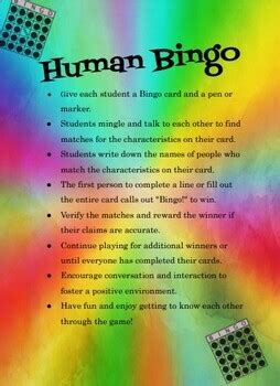 Human Bingo First Week Of School Activity By Sarah Balducci TPT