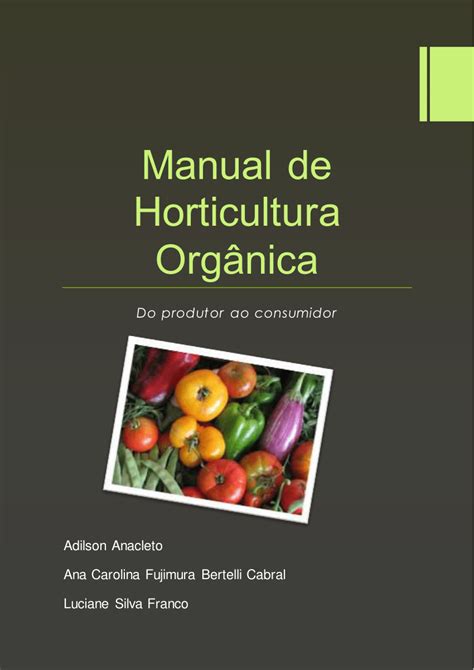 PDF Manual de Horticultura Orgânica do produtor ao consumidor