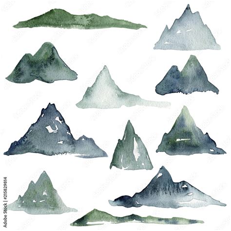 Watercolor mountains illustration Stock Illustration | Adobe Stock