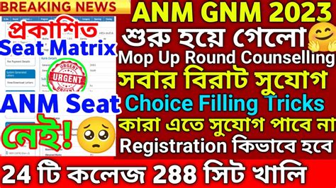 Anm Gnm Mop Up Round 2023 Anm Gnm Mop Up Round Seat Matrix 2023 Anm