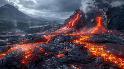 Premium Photo | Lava Flow volcano eruption