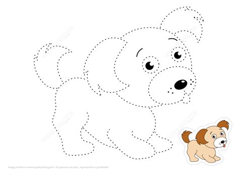 Trace And Color Cartoon Puppy Free Printable Puzzle Games
