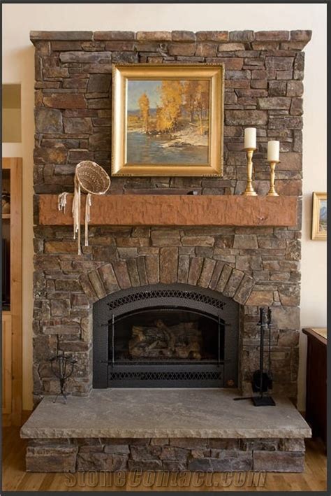 Chief Joseph Stone Fireplace Surround, Brown Sandstone Fireplace ...