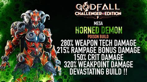 GODFALL MESA HORNED DEMON DPS POISON BUILD ALL DETAILS AND