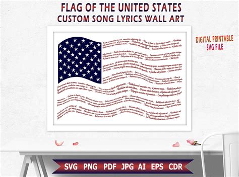 USA Flag Custom Song Lyrics Wall Flag of the United States - Etsy