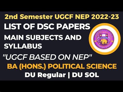 Du Sol Ba Hons Political Science Nd Semester Dsc Subjects And Syllabus